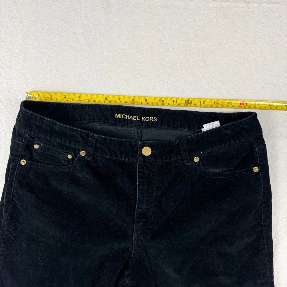 Michael Kors Black Corduroy Skinny Pants‎ Gold Hardware Womens Size 14 36x28